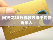 网贷欠20万自救方法不能告诉家人2025年6月27日欠了十几万网贷不敢跟家人说